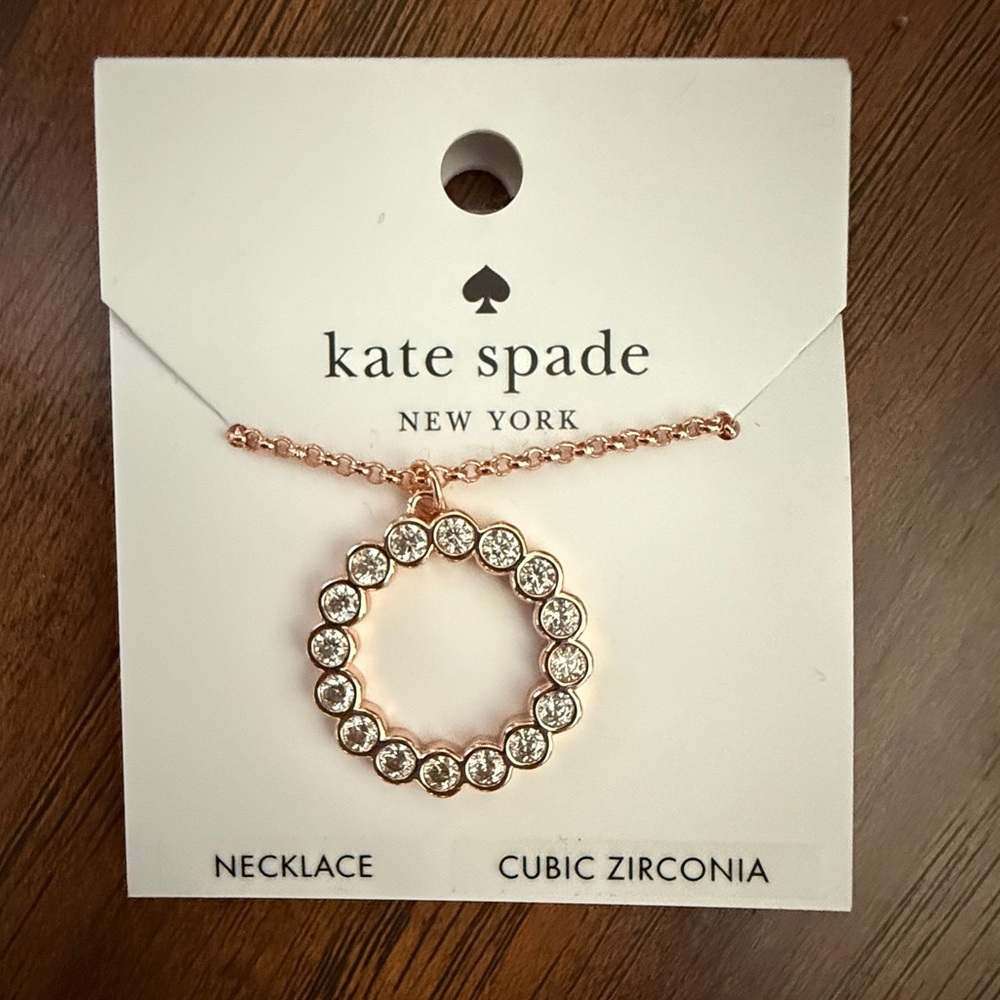 NWT Kate Spade New York‎ Necklace Full Circle Mini Pendant Blush/Rose Gold CZ